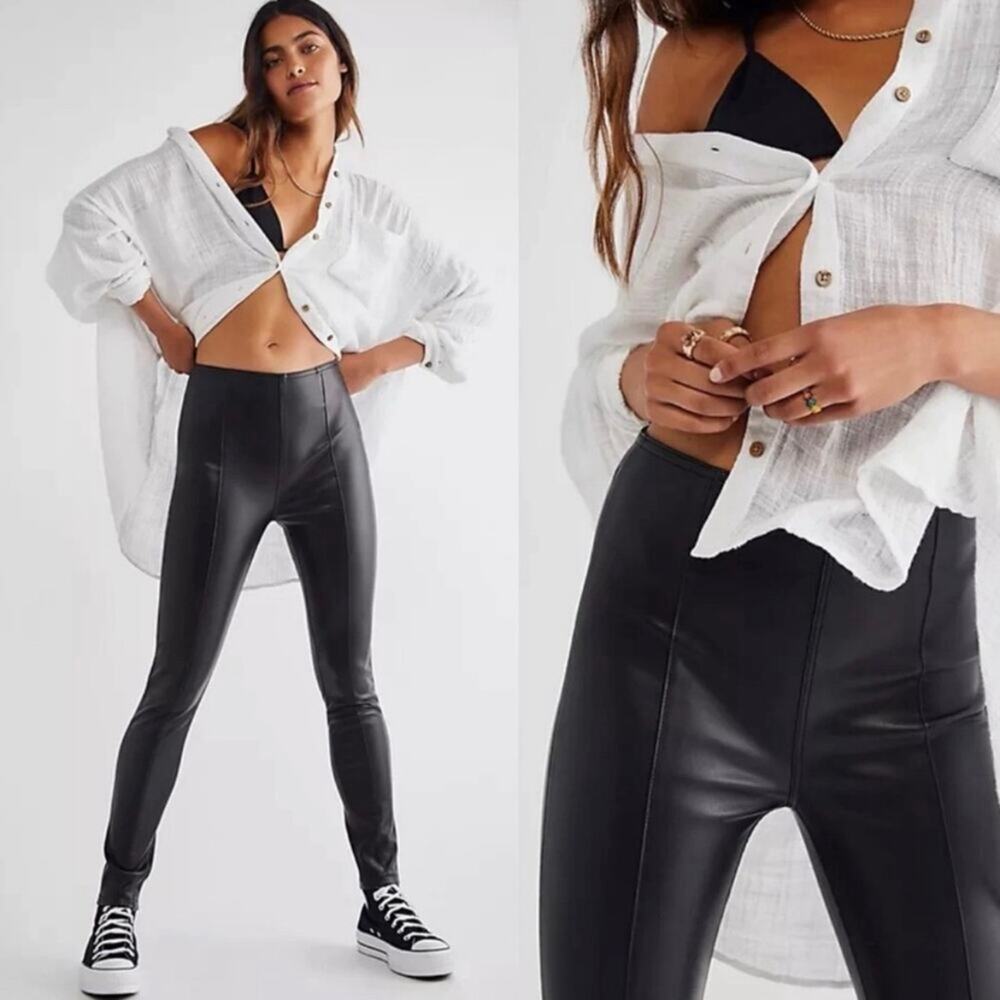 Free People We the Free Spitfire Stacked Faux Leather Skinny Legging Pants 27